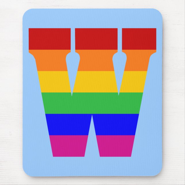 Regenbogen-Buchstabe W Mousepad (Vorne)