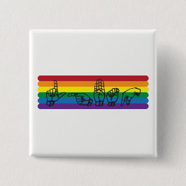 Regenbogen-Button ASL LGBTQ Button