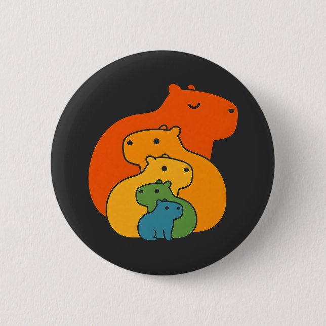 Regenbogen-Capybaras Button (Vorderseite)
