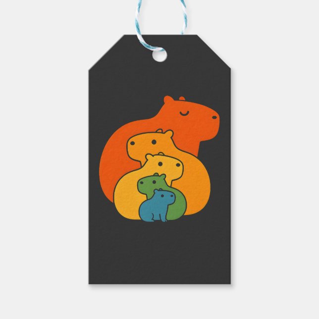Regenbogen-Capybaras Geschenkanhänger (Vorderseite)