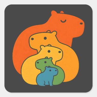 Regenbogen-Capybaras Quadratischer Aufkleber