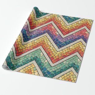 Regenbogen-Chevron-Mosaik – Farbige geometrische F Geschenkpapier