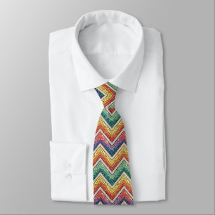 Regenbogen-Chevron-Mosaik – Farbige geometrische K Krawatte