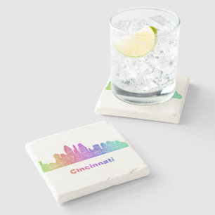 Regenbogen-Cincinnati-Skyline Steinuntersetzer