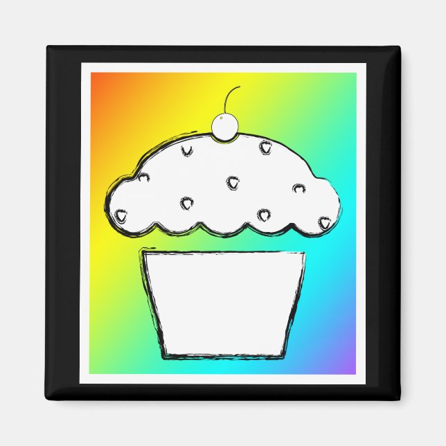 Regenbogen-Cupcake Magnet (Vorne)