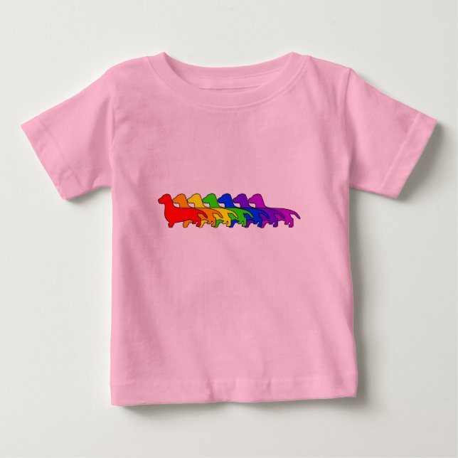 Regenbogen-Dackel Baby T-shirt (Vorderseite)