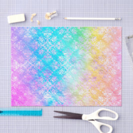 [Regenbogen Damast] Elegante Farbige Sanfte Pastel Seidenpapier