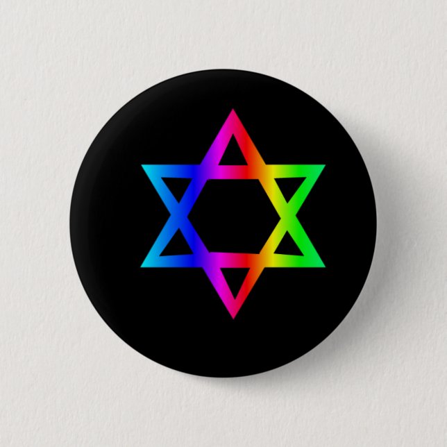 Regenbogen-Davidsstern Button (Vorderseite)