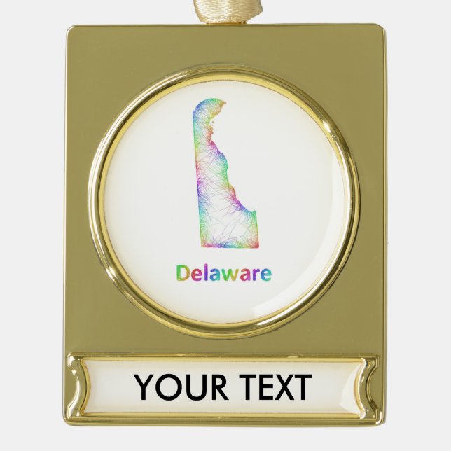Regenbogen-Delaware-Karte Banner-Ornament Gold (Vorderseite)