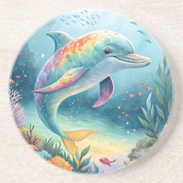 Regenbogen-Delfin-Unterwasserparadies Getränkeuntersetzer