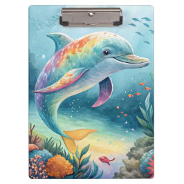 Regenbogen-Delfin-Unterwasserparadies Klemmbrett