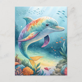 Regenbogen-Delfin-Unterwasserparadies Postkarte