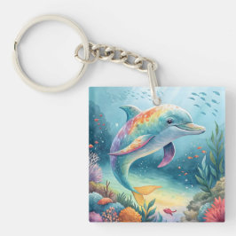 Regenbogen-Delfin-Unterwasserparadies Schlüsselanhänger