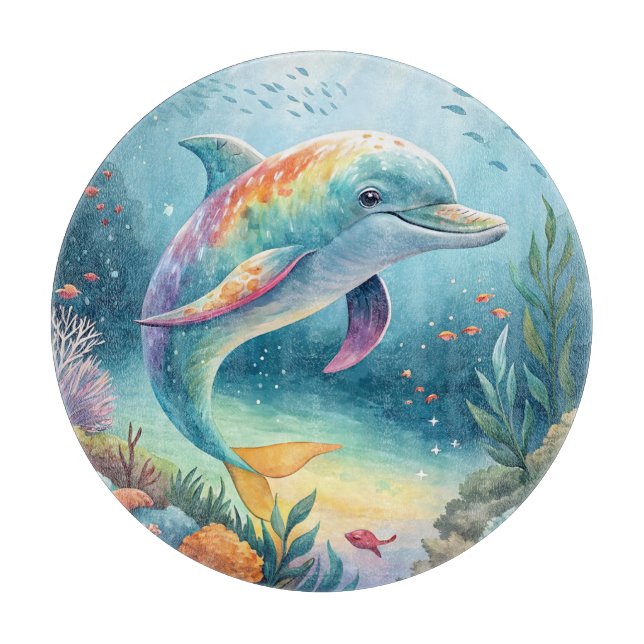 Regenbogen-Delfin-Unterwasserparadies Schneidebrett (Vorderseite)