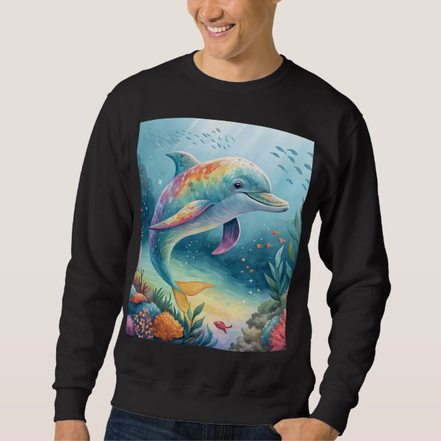 Regenbogen-Delfin-Unterwasserparadies Sweatshirt (Vorderseite)