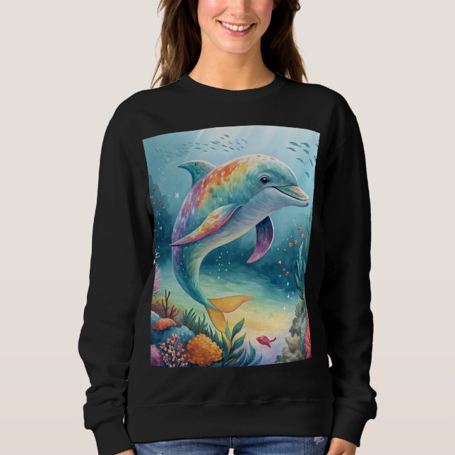 Regenbogen-Delfin-Unterwasserparadies Sweatshirt (Vorderseite)