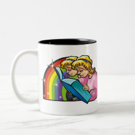 Regenbogen der 1980er Jahre mit Gemini Twins Readi Zweifarbige Tasse