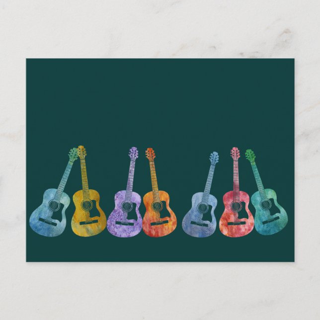 Regenbogen der Gitarren Postkarte (Vorderseite)