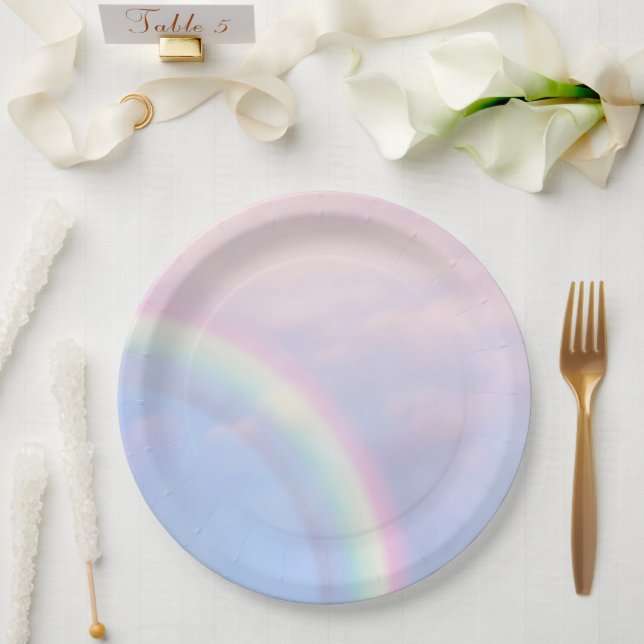 Regenbogen der Hoffnung - pastellfarben, Pappteller (Hochzeit)