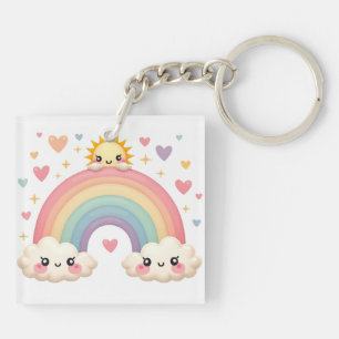 Regenbogen der Liebe – Kawaii-Herzen Schlüsselanhänger