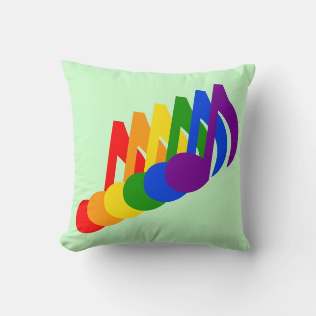 Regenbogen der musikalischen Anmerkungen Kissen (Vorderseite)