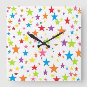 Regenbogen der Stern-Uhr Quadratische Wanduhr