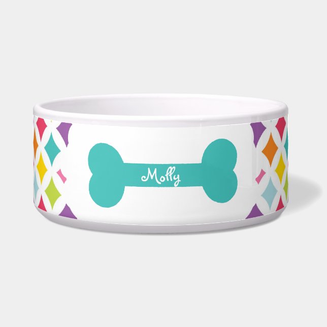 Regenbogen-Diamant-Druck personalisiert Napf (Vorderseite)