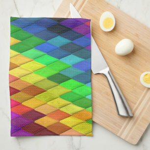 Regenbogen-Diamant-Geometrisches Muster Geschirrtuch