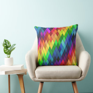 Regenbogen-Diamant-Geometrisches Muster Kissen