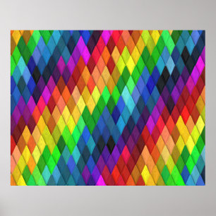 Regenbogen-Diamant-Geometrisches Muster Poster