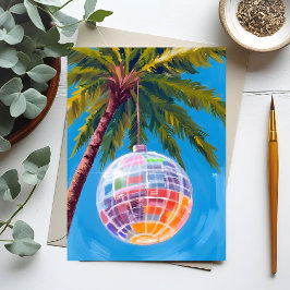 Regenbogen-Disco-Kugel | Pastell-Aquarell-Malerei Postkarte