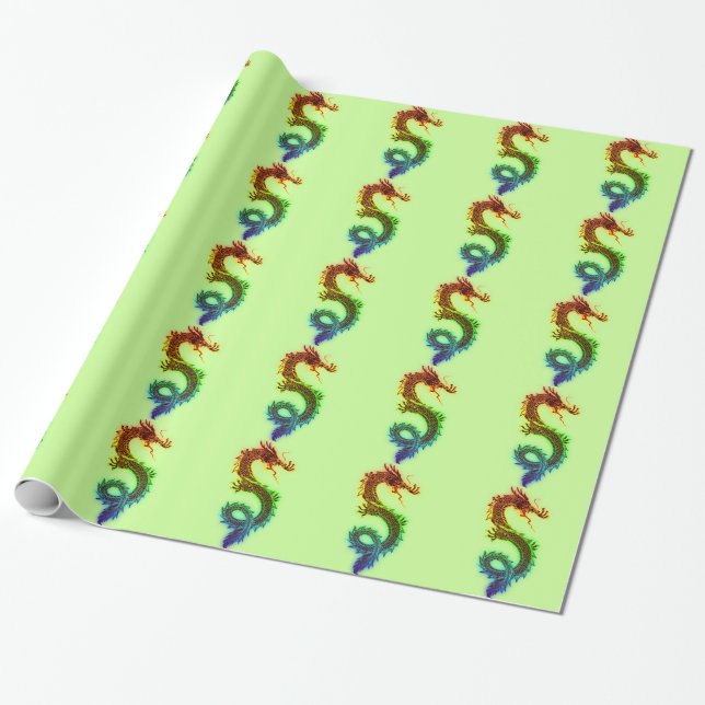 Regenbogen-Drache Geschenkpapier (Ungerollt)