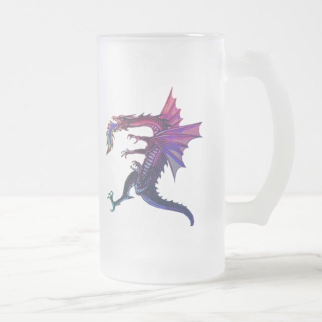 Regenbogen-Drache Mattglas Bierglas (Rechts)