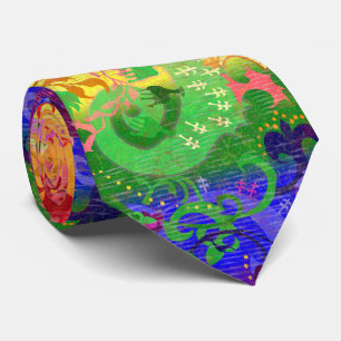 Regenbogen Dragon Damask - Gay Pride-Flaggenfarben Krawatte