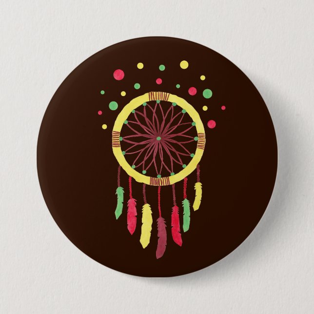 Regenbogen Dreamcatcher Button (Vorderseite)