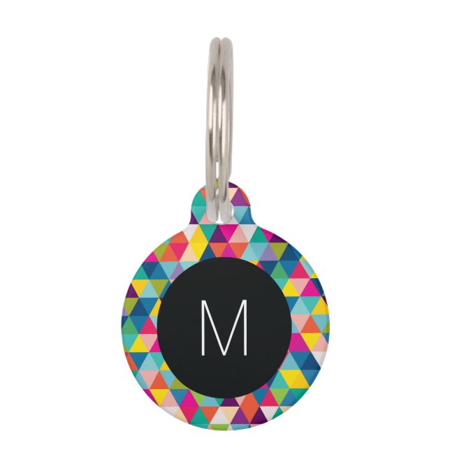Regenbogen-Dreiecke mit Schwarzweiss-Monogramm Tiermarke (Vorderseite)