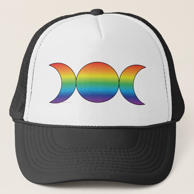Regenbogen-dreifacher Mond Truckerkappe (Vorderseite)
