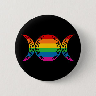 Regenbogen-dreifaches Göttin-Symbol Button