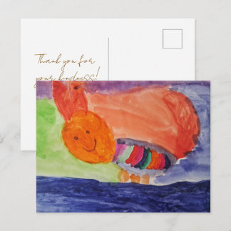 Regenbogen Eichhörnchen — Süße Kinderkunst Danke Postkarte