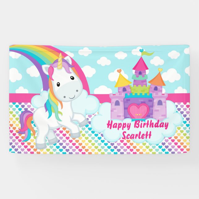 Regenbogen-Einhorn-alles- Gute zum Banner (Horizontal)
