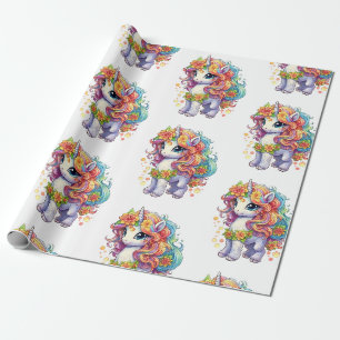 Regenbogen-Einhorn-Anime-Cartoon Geschenkpapier