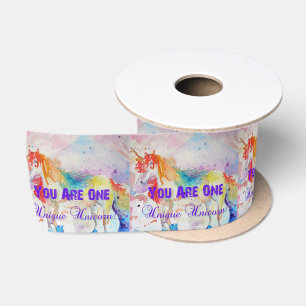 Regenbogen-Einhorn-Aquarellmalerei-Satinband Satinband