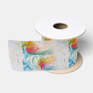 Regenbogen-Einhorn-Aquarellmalerei-Satinband Satinband