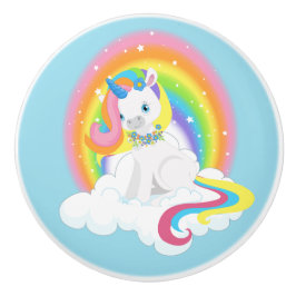Regenbogen-Einhorn auf einer Wolke Keramikknauf