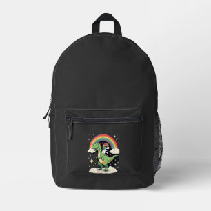 Regenbogen-Einhorn auf T-Rex - Dinosaurier Jungen Bedruckter Rucksack