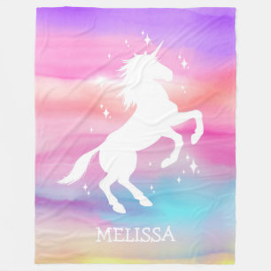 Regenbogen-Einhorn-Babydecke personalisiertes Gesc Fleecedecke