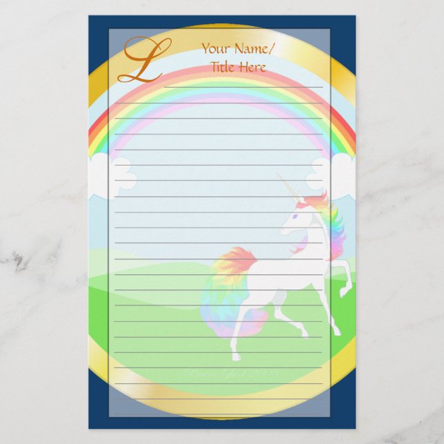 Regenbogen-Einhorn-Briefpapier Briefpapier (Vorderseite)