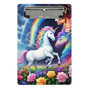 Regenbogen-Einhorn Eins Mini Klemmbrett