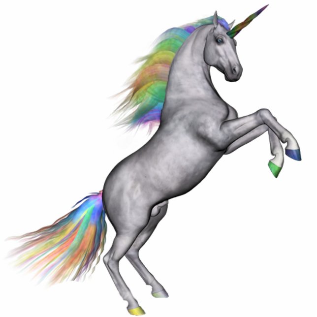 Regenbogen-Einhorn Freistehende Fotoskulptur (Vorne)