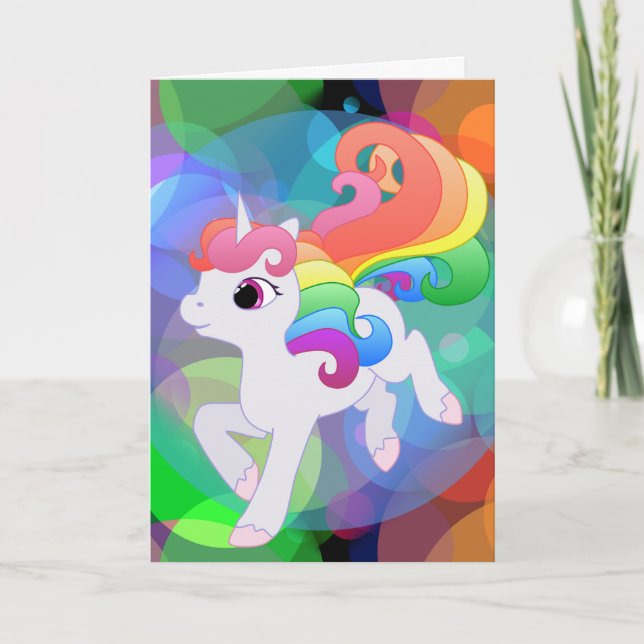 Regenbogen-Einhorn-Gruß-Karte Karte (Vorderseite)